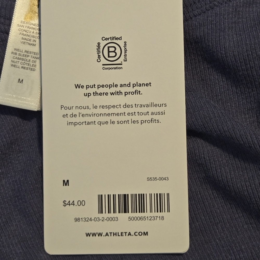 Athleta Womens Blue Ribbed Modal Well Rested Sleep Tank Top Medium - Picture 5 of 10